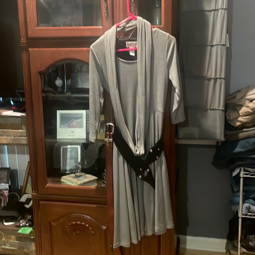 Long sleeve belted dress